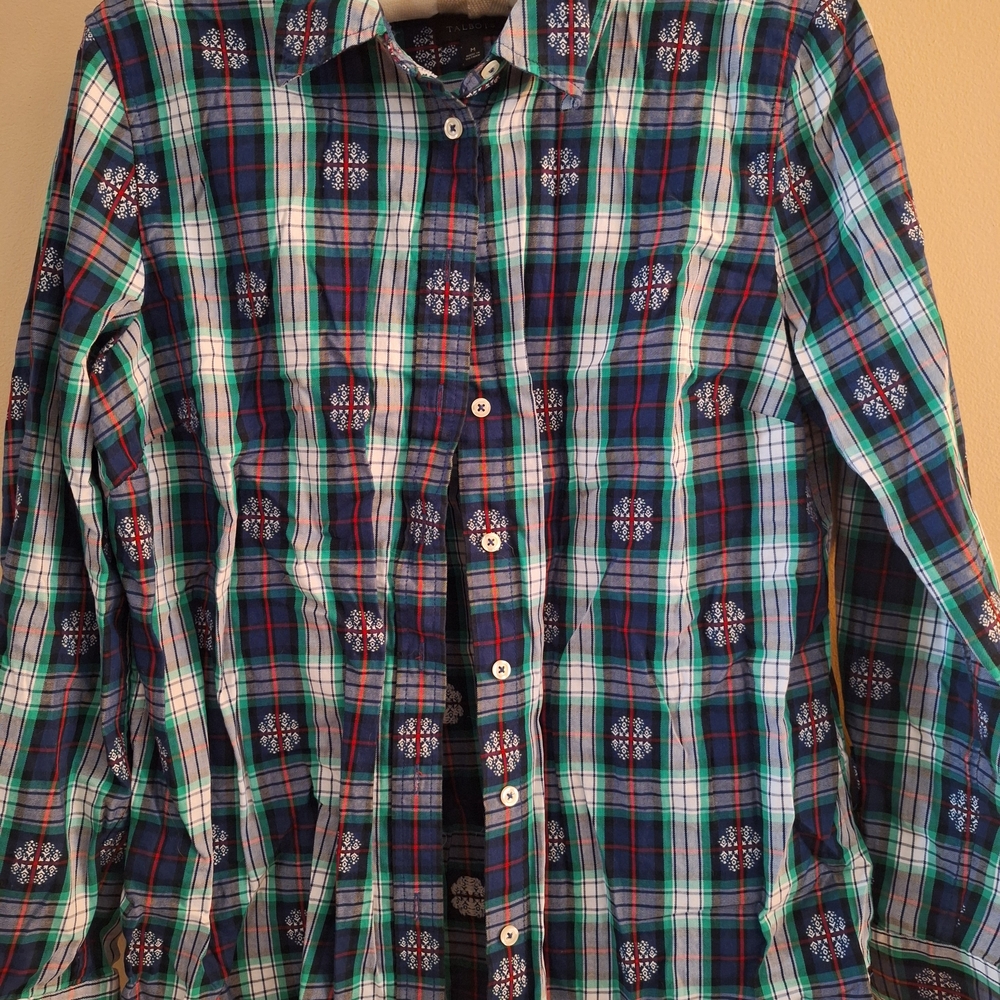 Talbots Blue and Green Plaid Button Down Shirt